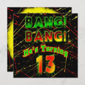 PAINTBALL SPLASH ANNIVERSAIRE INVITATION À LA FÊTE (Devant / Derrière)