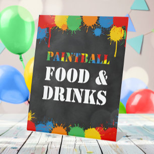 Paintball Splatter Food Verjaardag Jongens Reclamebord Met Voetstuk