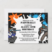 Paintball Thème Anniversaire Fête Invitation Enfan (Devant)