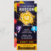 Paintball Ticket Pass Birthday Party Invitation Kaart (Voorkant / Achterkant)