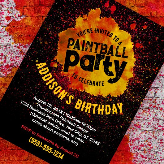 Paintball Verjaardagsfeest Custom Invite - Sinaasa Kaart