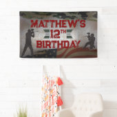 Paintball Verjaardagsfeest Militaire Camo USA Spandoek (Insitu)