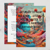 Paintball Verjaardagsfeestuitnodiging Kaart (Voorkant / Achterkant)