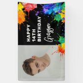 Paintballing Photo Birthday Party Invitation Spandoek (Verticaal)