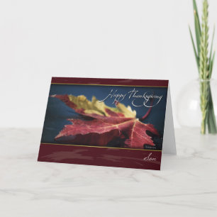 Painted Autumn Leaf Thanksgiving Kaart voor Son