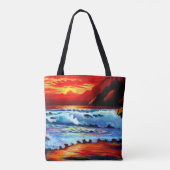 Painted Beach Sunset Canvas tas (Achterkant)