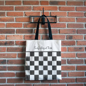 Painted Black Checkerboard Pattern Personalized Draagtas