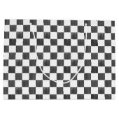 Painted Black Checkerboard Pattern Personalized Groot Cadeauzakje (Achterkant)