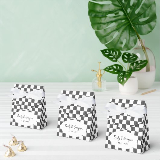 Painted Black Checkerboard Pattern Wedding Bedankdoosjes (Meervoudige)