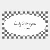 Painted Black Checkerboard Pattern Wedding Rechthoekige Sticker (Voorkant)