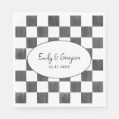 Painted Black Checkerboard Pattern Wedding Servet (Voorkant)