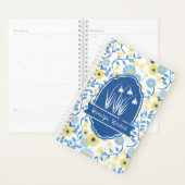 Painted Blue & Yellow Custom Monogram Name (Devant avec enveloppe)