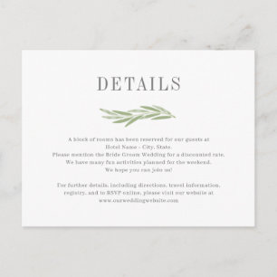 Painted Branch Wedding Details Behuizing Kaart