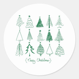 Painted Christmas Tree  – Holiday Season Decor  Ronde Sticker