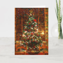 Painted cosy scene Christmas card Kaart