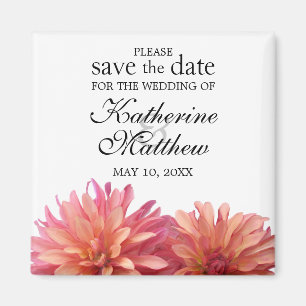 Painted Dahlia Flower in Pink Save The Date Magnet