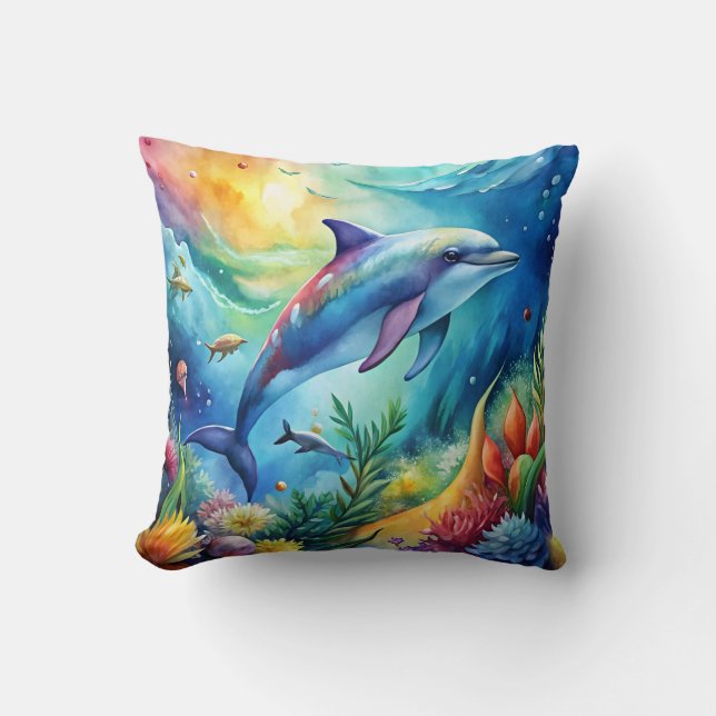 Painted Dolphin Kussen (Voorkant)