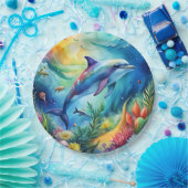 Painted Dolphin Papieren Bordje (Feest)