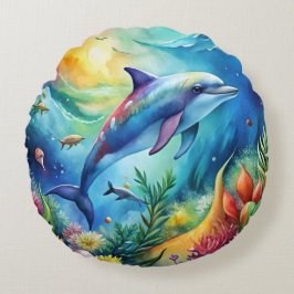 Painted Dolphin Rond Kussen