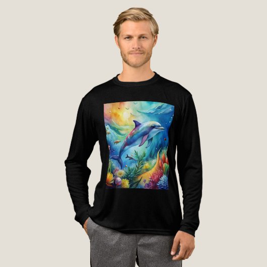 Painted Dolphin Tri-Blend Shirt (Voorkant)
