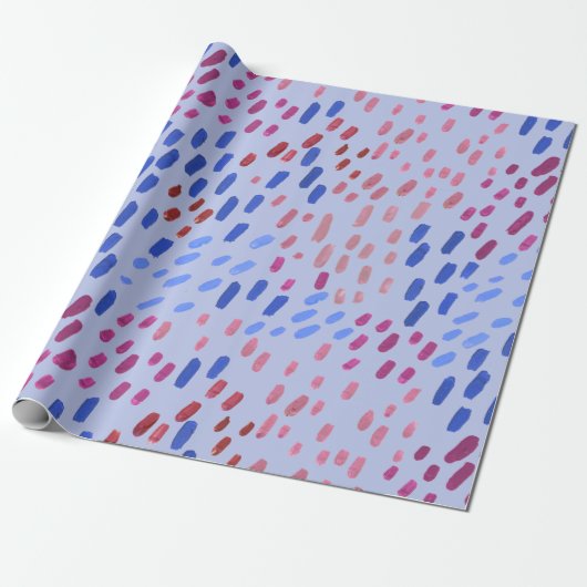 Painted Dots Pattern – Hand-Painted Abstract Blue Cadeaupapier (Uitgerold)