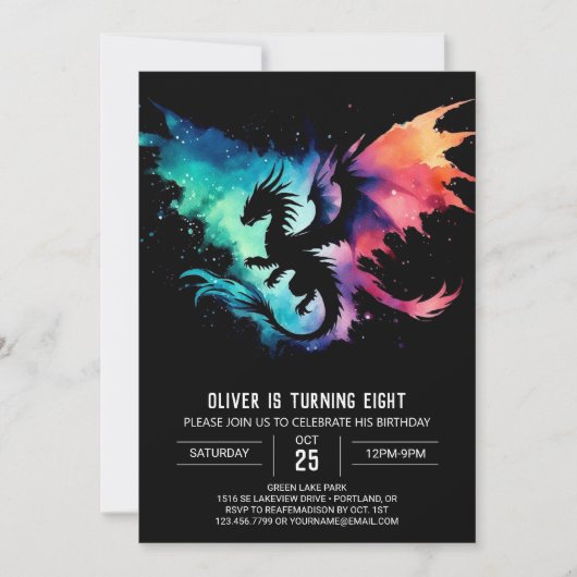 Painted Dragon Birthday DIY Kaart (Voorkant)