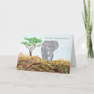 Painted Elephant Stay Wild Safari Verjaardag Kaart