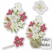 Painted Floral Anemone Festive Sticker Sheet (Devant)