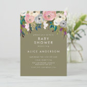 Painted Floral Garden Baby shower Uitnodigen Kaart (Staand voorkant)