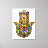 Painted Gold Hamsa Amethyst Ruby Third Eye Canvas Afdruk (Voorkant)