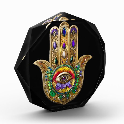 Painted Gold Hamsa Amethyst Ruby Third Eye Fotoblokken (Links)