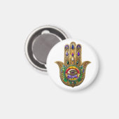 Painted Gold Hamsa Amethyst Ruby Third Eye Magneet (Voorkant / Achterkant)