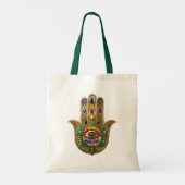 Painted Gold Hamsa Amethyst Ruby Third Eye Tote Bag (Achterkant)