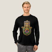 Painted Gold Hamsa Amethyst Ruby Third Eye Tri-Blend Shirt (Voorkant)