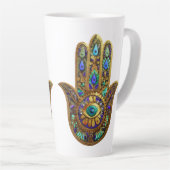 Painted Gold Hamsa Turquoise Sapphire Third Eye Latte Mok (Rechterhoek)