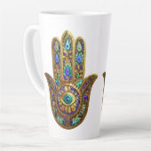 Painted Gold Hamsa Turquoise Sapphire Third Eye Latte Mok (Linkerhoek)