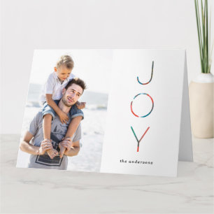 Painted Joy Holiday Photo Greeting Card Kaart