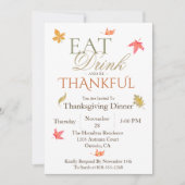 Painted Leaves Thanksgiving Dinner Invitation Kaart (Voorkant)