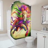 Painted Lion Art Douchegordijn (In situ)