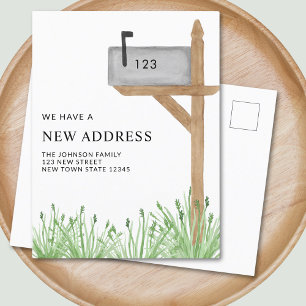 Painted Mailbox Waterverf Nieuw Huis Verhuizen Aankondigingskaart