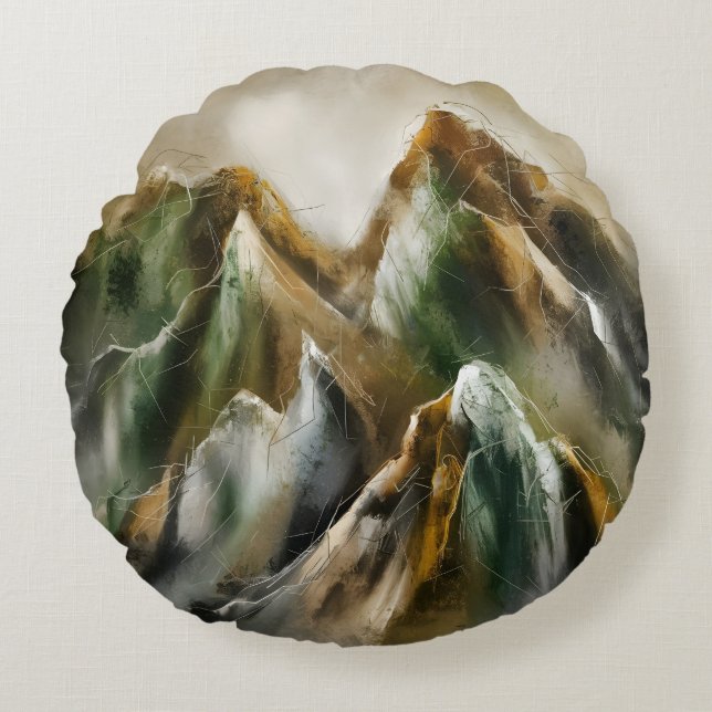 Painted Mountains  Rond Kussen (Voorkant)