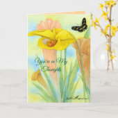Painted Petals Pitcher Plant Folded Greeting Card Kaart (Gele Bloem)