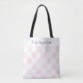 Painted Pink Checkerboard Pattern Personalized Draagtas (Voorkant)