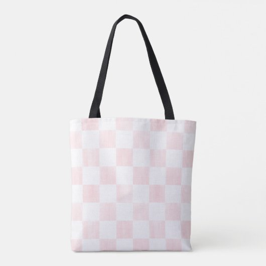 Painted Pink Checkerboard Pattern Personalized Draagtas (Achterkant)