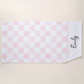 Painted Pink Checkerboard Pattern Personalized Strandlaken (Voorkant)