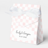 Painted Pink Checkerboard Pattern Wedding Bedankdoosjes (Voorkant Zijde)