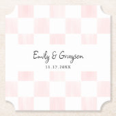 Painted Pink Checkerboard Pattern Wedding Kartonnen Onderzetters (Voorkant)