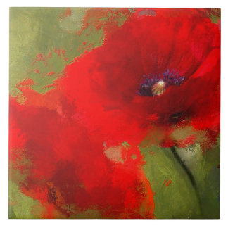 Painted Poppy Tile Tegeltje