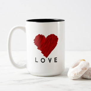 Painted Red Heart LOVE Tweekleurige Koffiemok