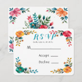 Painted Romance bruiloft RSVP Kaartje (Voorkant / Achterkant)